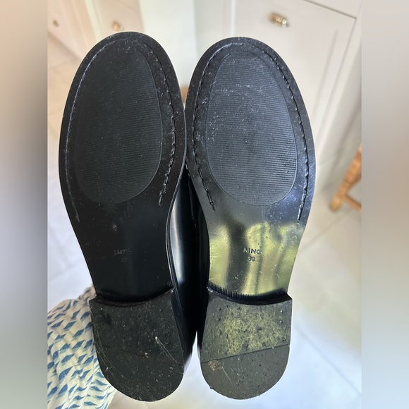 Mango black leather loafers 38 New - Picture 8 of 8